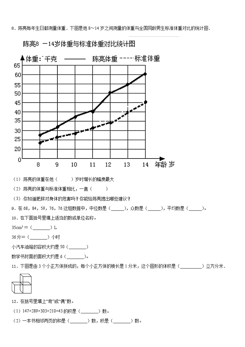 河南省三门峡灵宝市2022-2023学年数学五下期末达标检测试题含答案第2页
