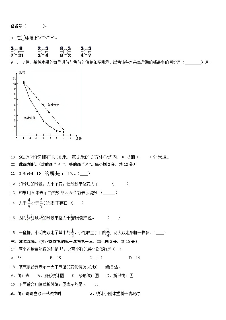 河南省商丘市2022-2023学年五年级数学第二学期期末学业质量监测试题含答案第2页