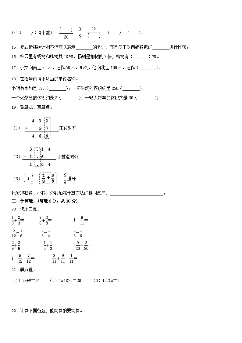 河南省登封市2022-2023学年五下数学期末调研试题含答案第2页