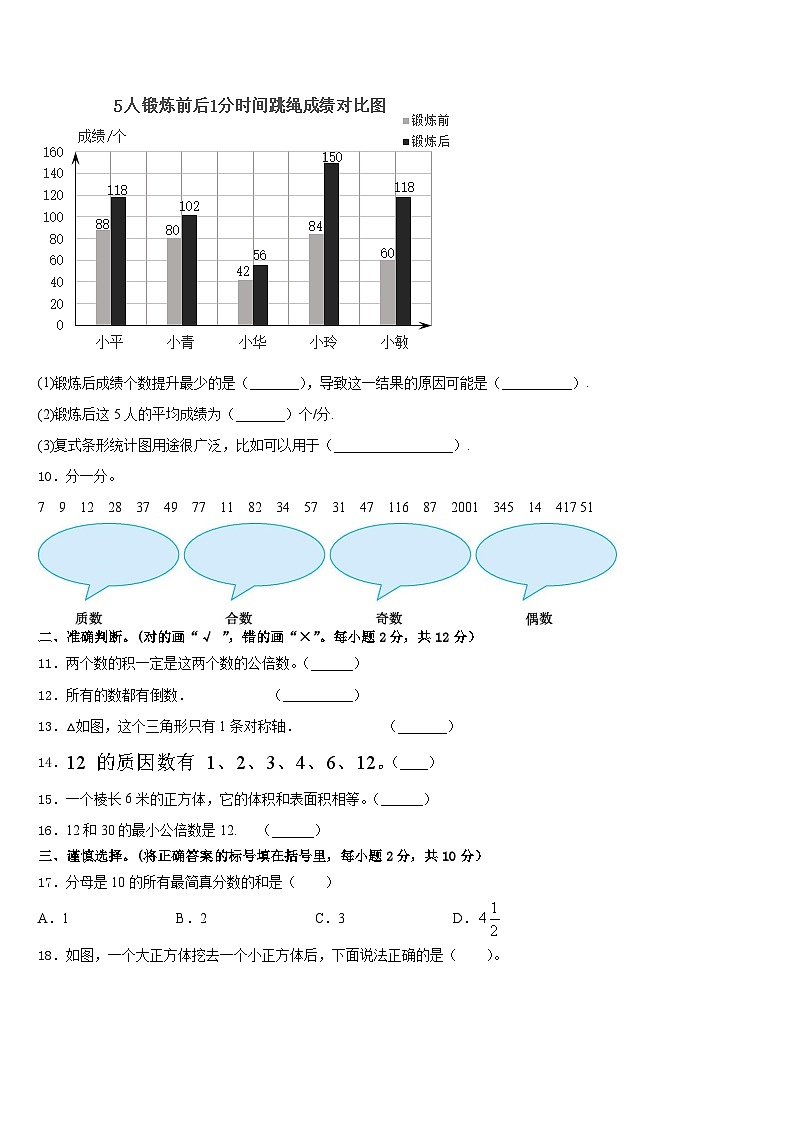 淄博市博山区2022-2023学年数学五年级第二学期期末考试试题含答案02