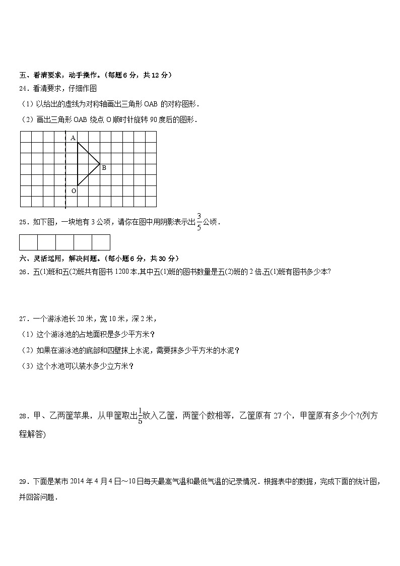 湖北省黄冈思源实验学校2022-2023学年数学五下期末检测模拟试题含答案03