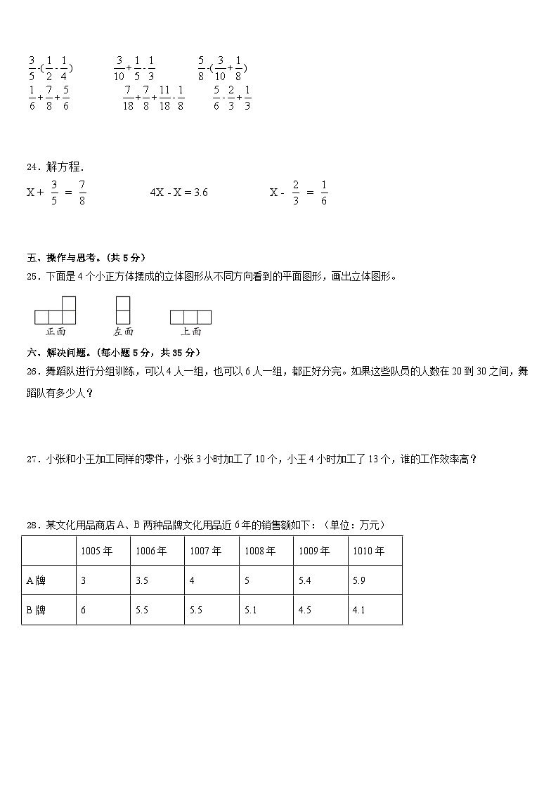 湖北省黄石市黄石港区2022-2023学年数学五下期末考试试题含答案03