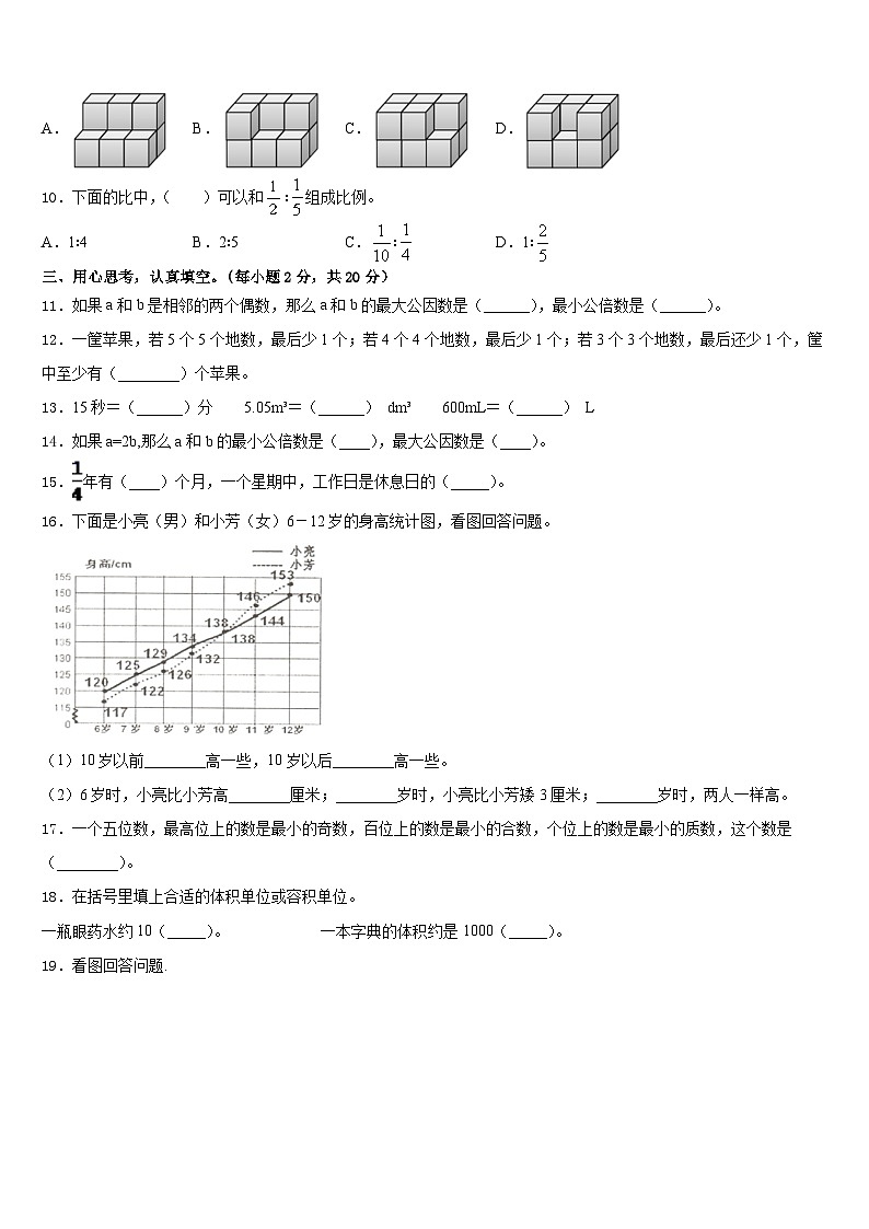 湖北省襄阳市襄州区2022-2023学年数学五年级第二学期期末复习检测试题含答案第2页