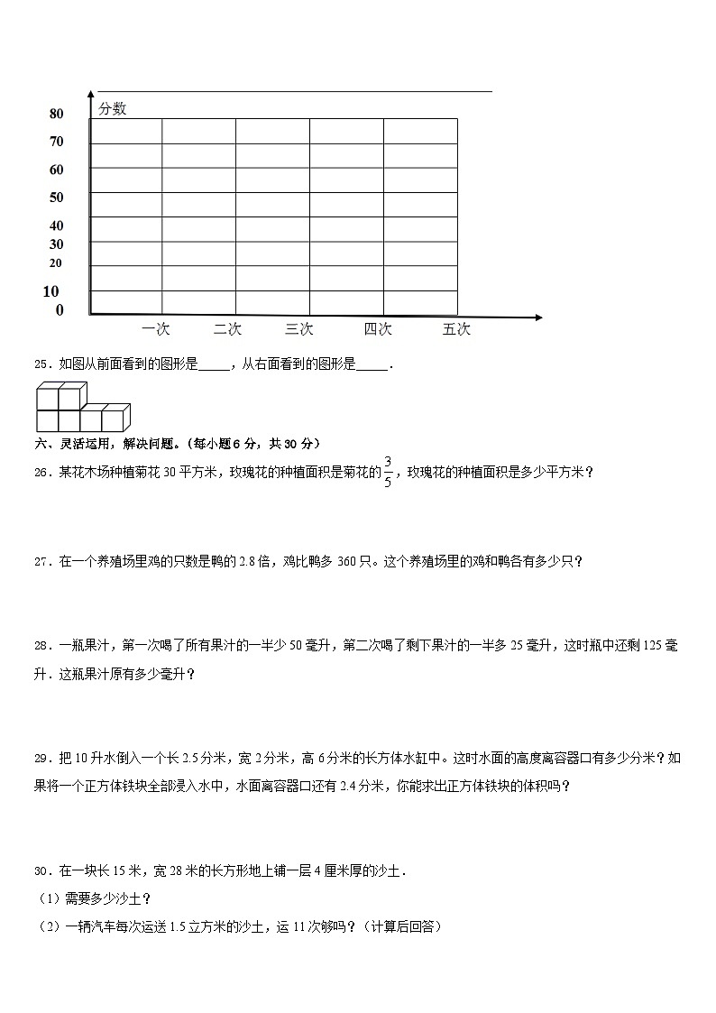 湖北省宜昌市枝江市2022-2023学年数学五年级第二学期期末达标检测模拟试题含答案03