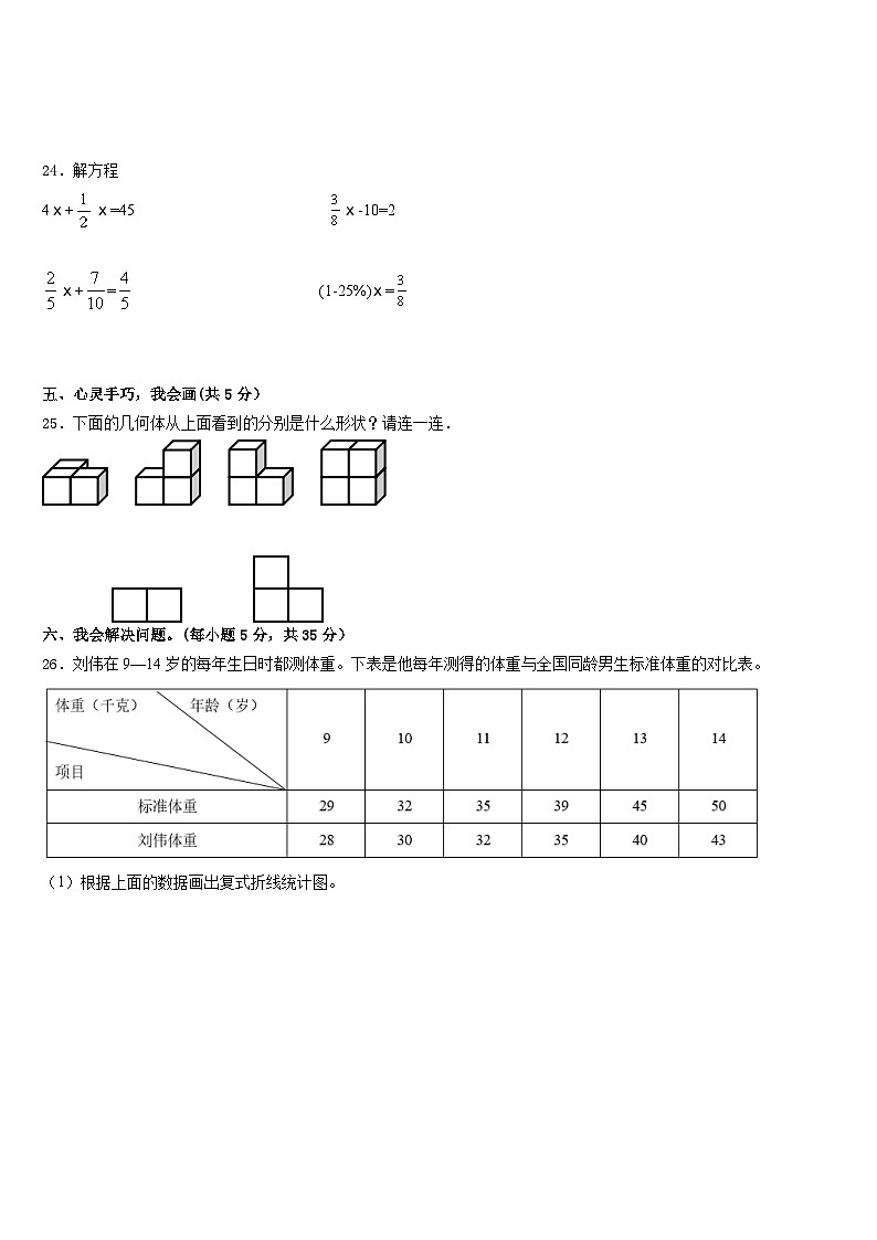 湖南省怀化市2022-2023学年数学五年级第二学期期末监测模拟试题含答案第3页