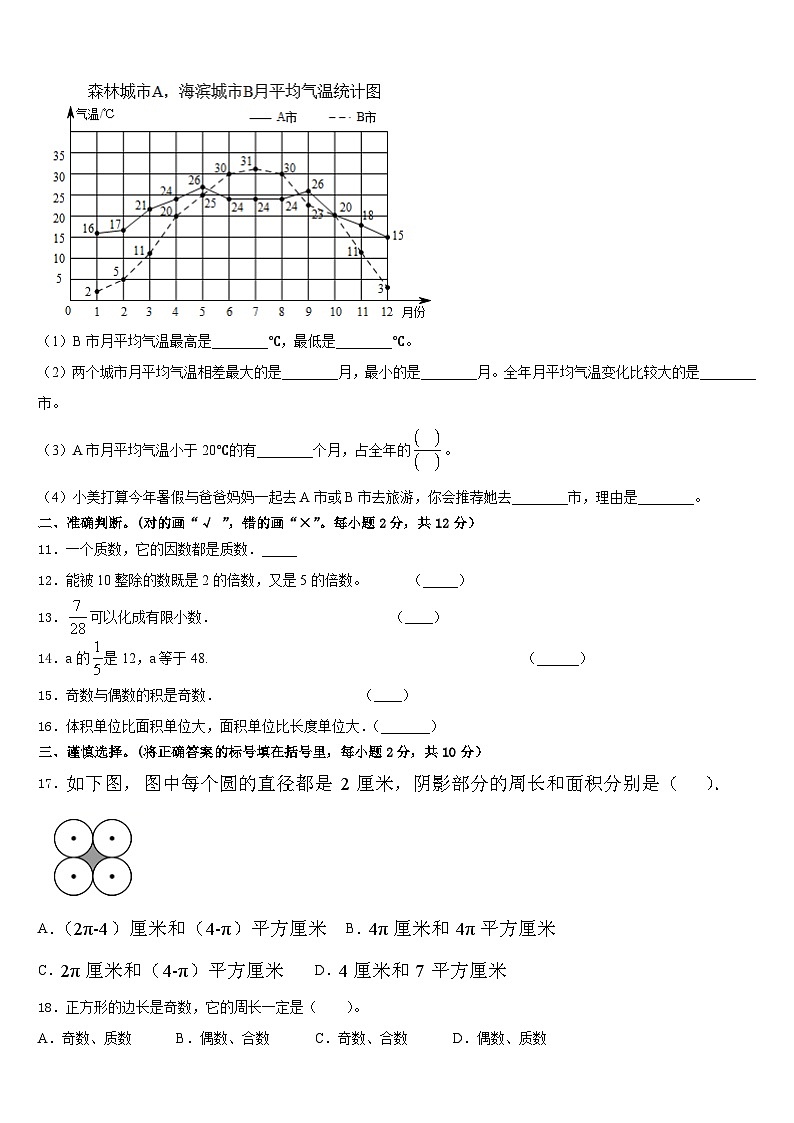 福州市晋安区2022-2023学年五下数学期末联考模拟试题含答案第2页