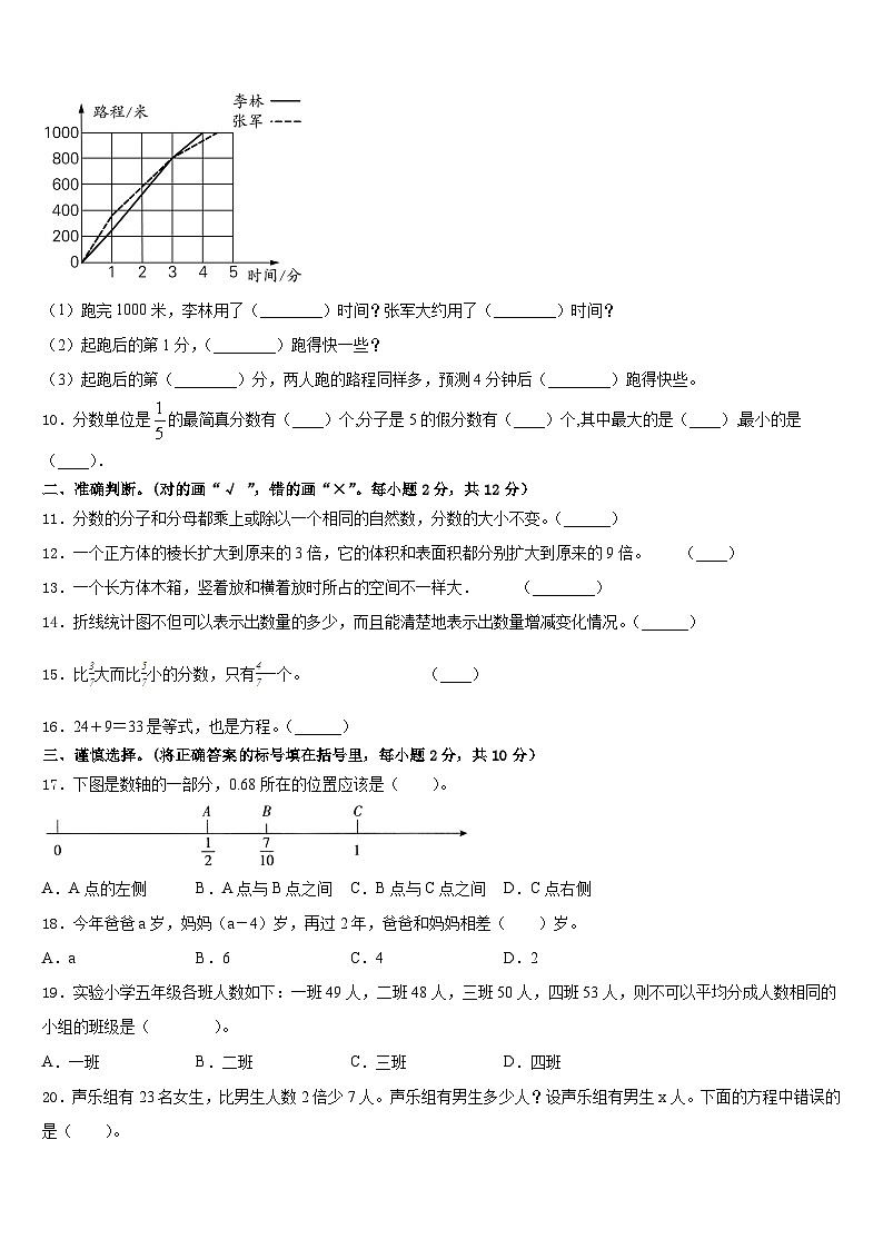 福建省龙岩市溪南教育集团2022-2023学年五年级数学第二学期期末调研模拟试题含答案第2页