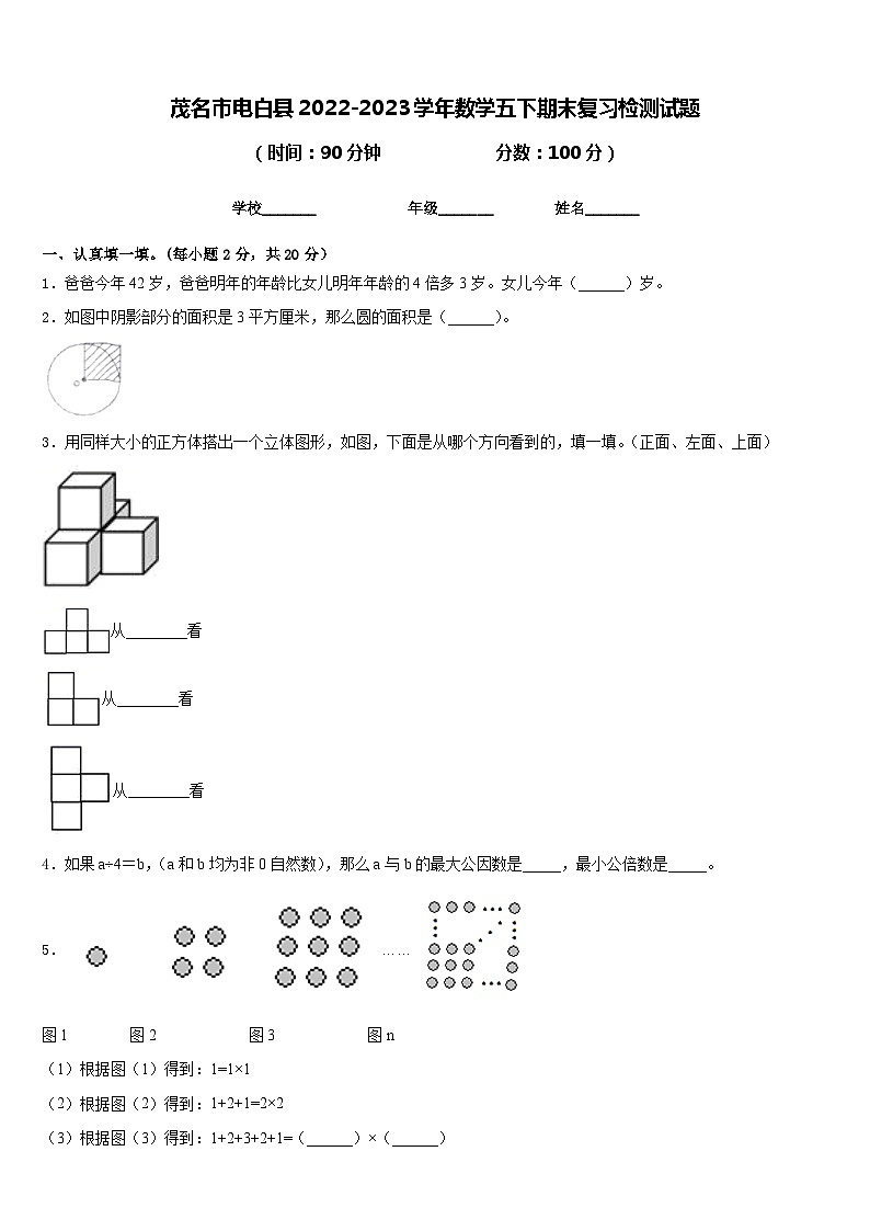 茂名市电白县2022-2023学年数学五下期末复习检测试题含答案第1页