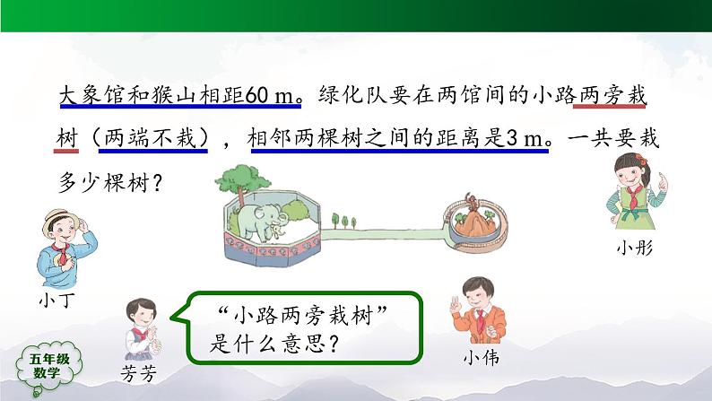 【精品课件】五年级数学上册同步教学课件-植树问题（第2课时）  人教版(共26精品课件PPT)第4页