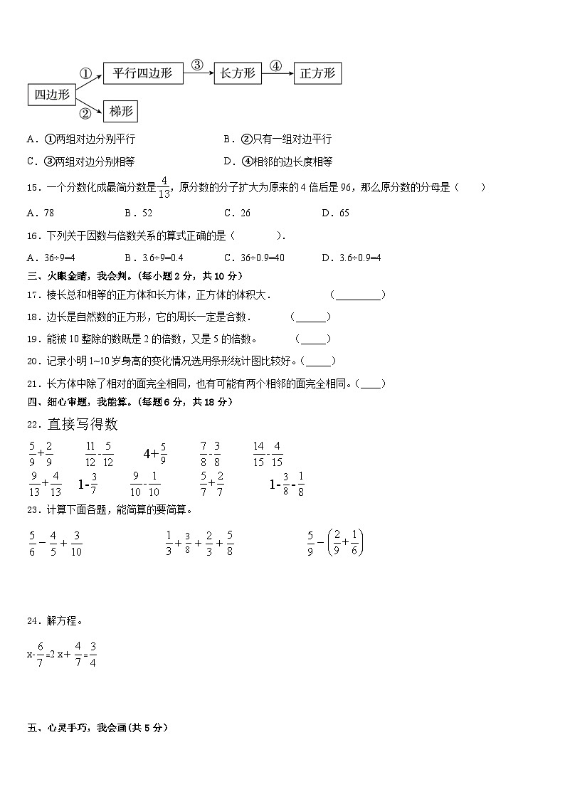 赣州市安远县2022-2023学年五年级数学第二学期期末检测模拟试题含答案第2页