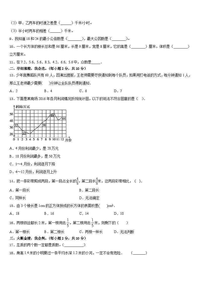 贺州市钟山县2022-2023学年数学五年级第二学期期末调研模拟试题含答案02