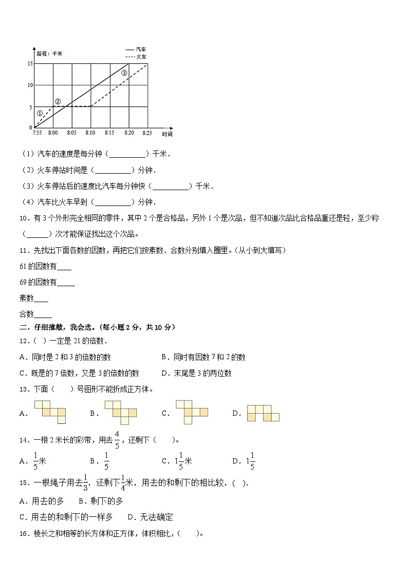 黄冈市英山县2022-2023学年数学五年级第二学期期末综合测试模拟试题含答案第2页