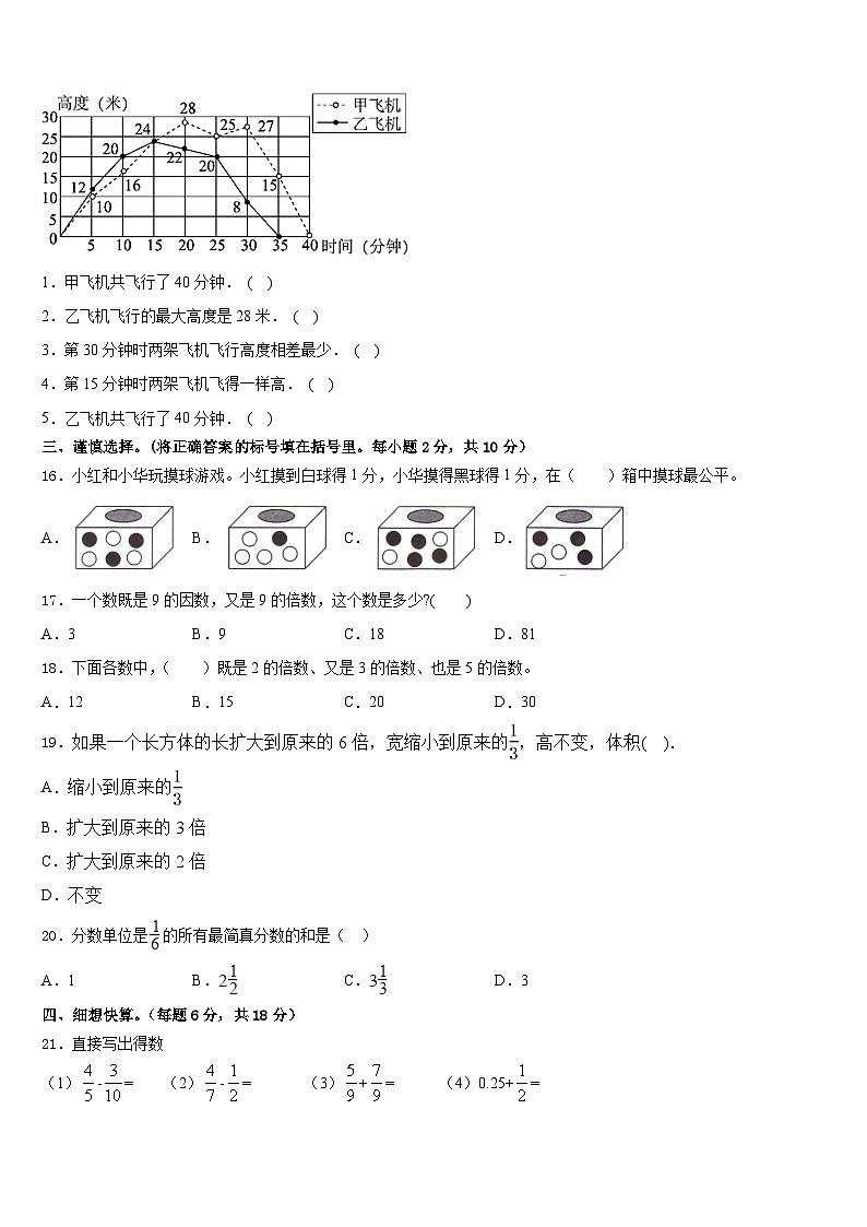 连云港市赣榆县2022-2023学年五年级数学第二学期期末学业水平测试模拟试题含答案第2页
