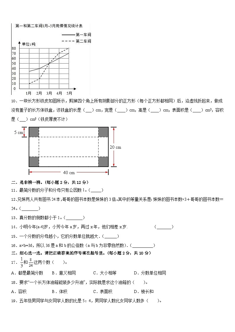 陕西省渭南市大荔县2022-2023学年数学五年级第二学期期末学业水平测试模拟试题含答案第2页
