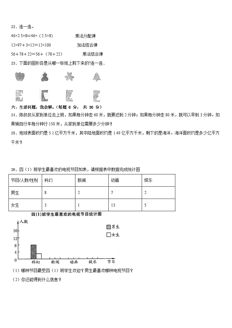 2022-2023学年四川省内江市四年级数学第二学期期末复习检测试题含答案第3页