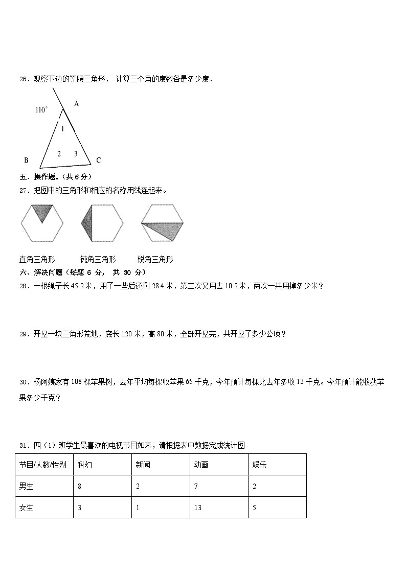 2022-2023学年偃师市数学四年级第二学期期末学业水平测试模拟试题含答案03