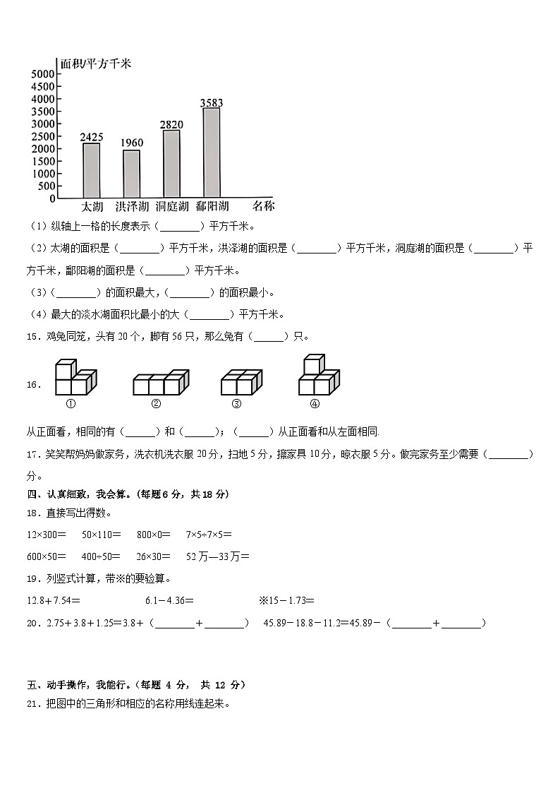 2022-2023学年山东省济南市章丘区数学四年级第二学期期末复习检测模拟试题含答案第2页
