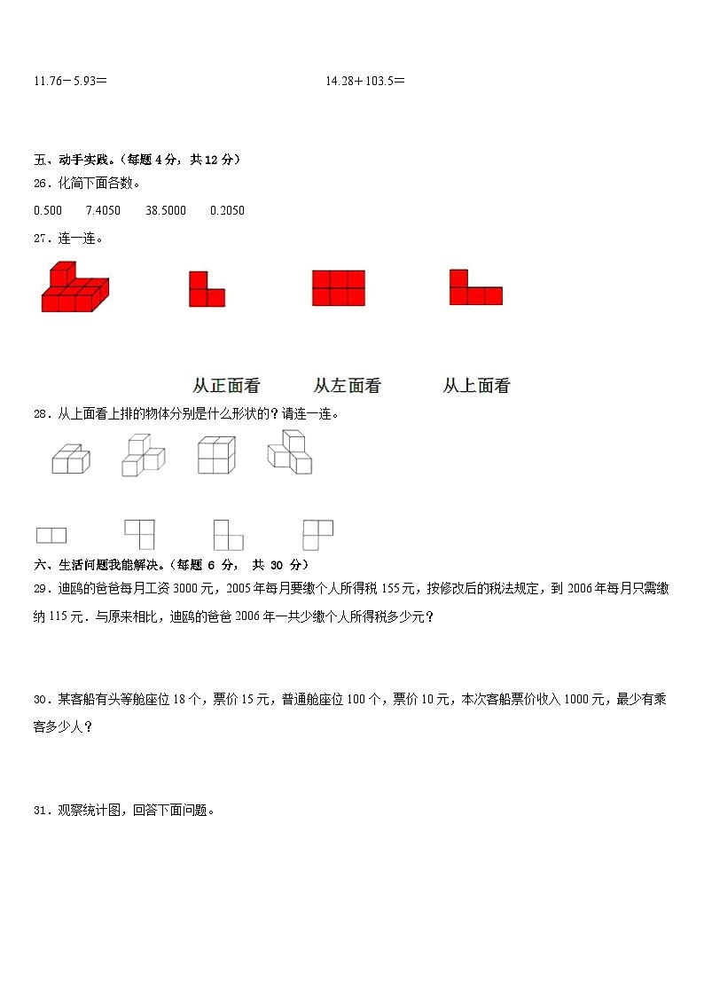 2022-2023学年山东省枣庄市山亭区数学四下期末综合测试试题含答案03