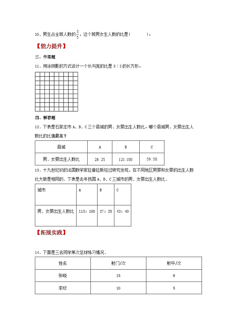 4.1 比的意义（同步练习） -2023-2024学年六年级上册数学同步课时练 （人教版，含答案）第2页