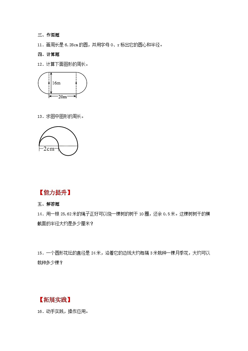 5.2 圆的周长（同步练习） -2023-2024学年六年级上册数学同步课时练 （人教版，含答案）02