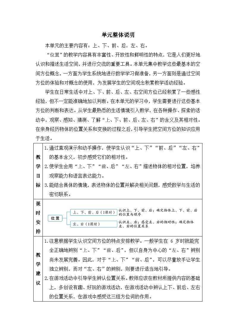 2023小学一年级数学上册第二单元第1课时 上、下、前、后精品课件+教案01