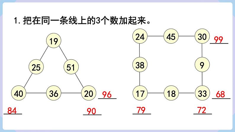 人教二年级数学上册第二单元 练习五（课件）第2页