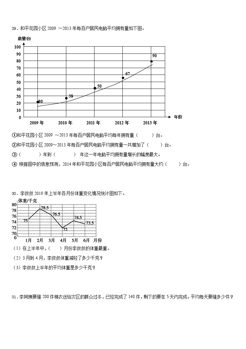 2022-2023学年新疆石河子第五学区数学四下期末考试试题含答案第3页