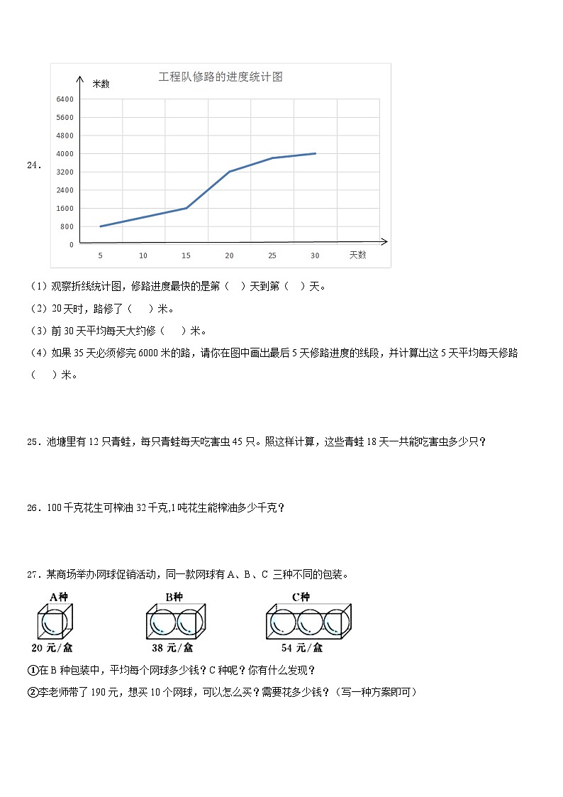 2022-2023学年江苏省射阳县四年级数学第二学期期末学业质量监测模拟试题含答案03