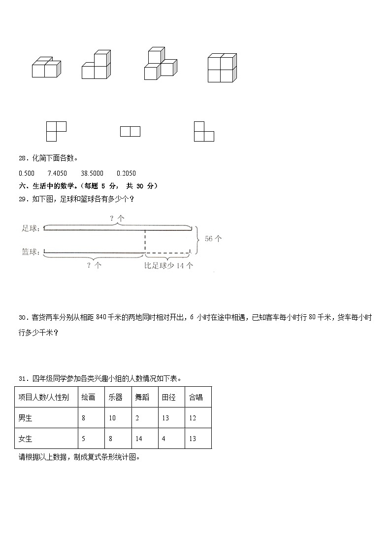 2022-2023学年河南省洛阳市伊川县数学四下期末复习检测模拟试题含答案03