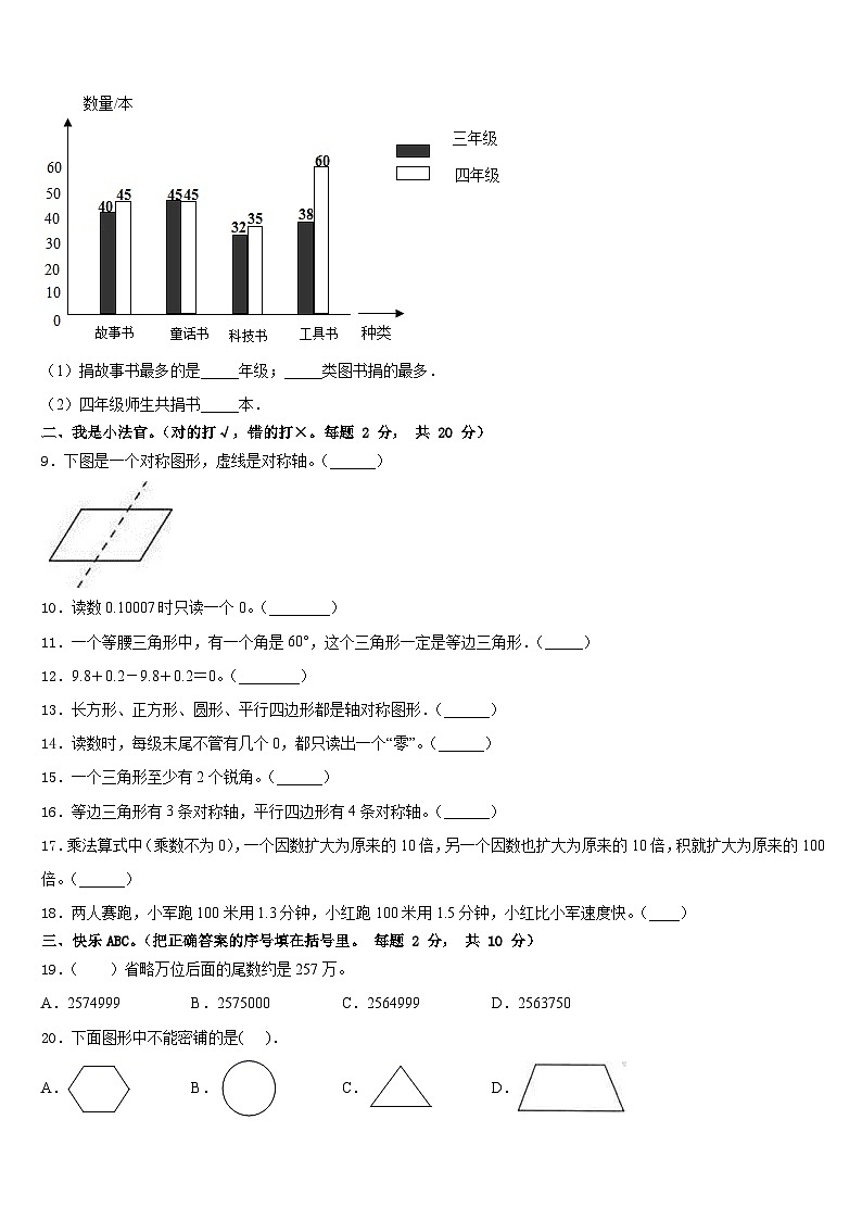 2022-2023学年河南省项城市实验小学数学四下期末预测试题含答案02
