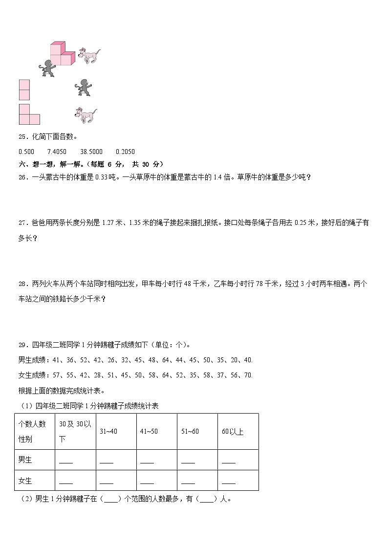 2022-2023学年湖南省常德市武陵区四下数学期末经典试题含答案03