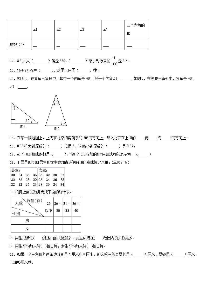 2022-2023学年甘肃省金昌市龙门学校数学四下期末调研试题含答案第2页