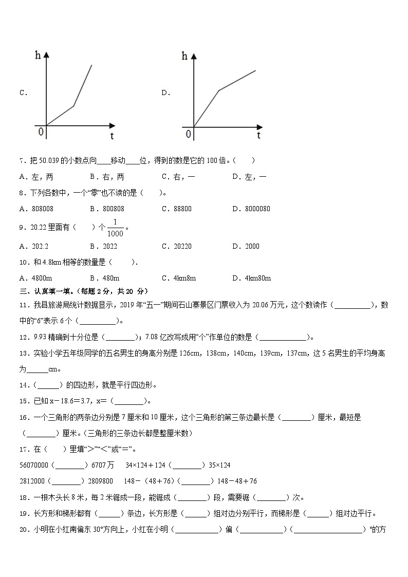 2022-2023学年福建省漳州市云霄县数学四年级第二学期期末统考试题含答案第2页