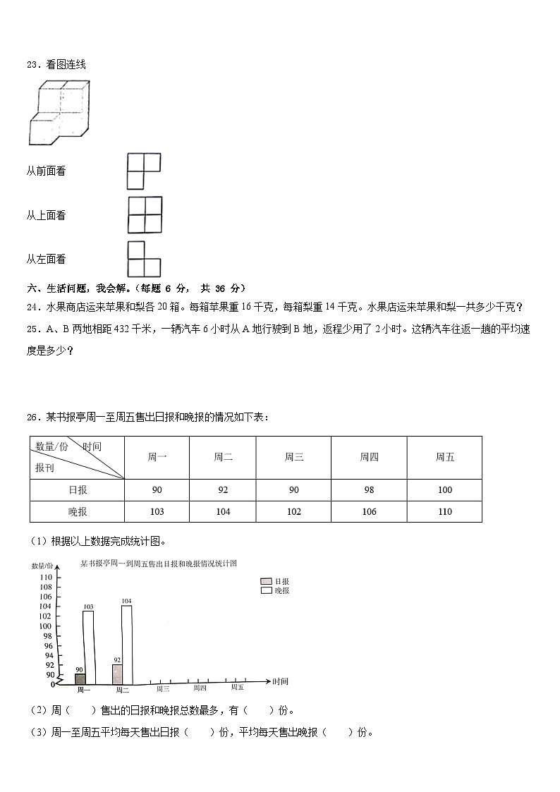 2022-2023学年舒兰市四年级数学第二学期期末综合测试模拟试题含答案第3页