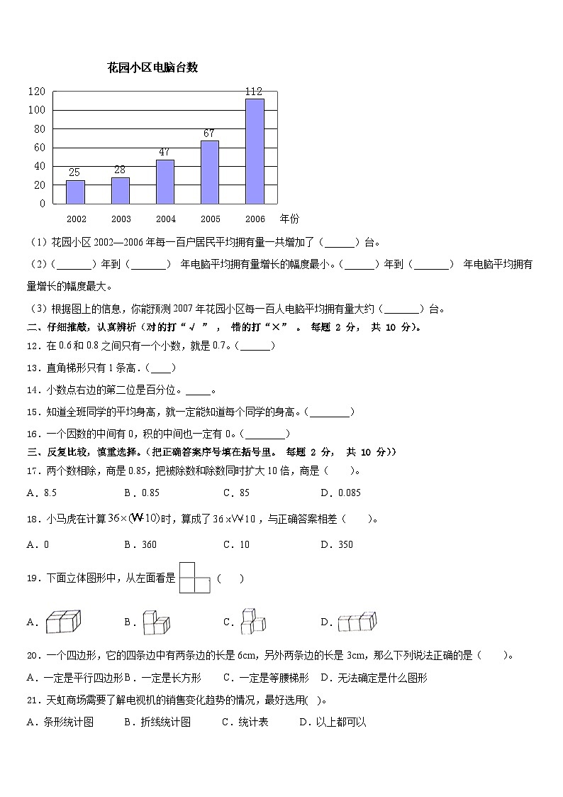 2022-2023学年成都市龙泉驿区四下数学期末学业水平测试模拟试题含答案02