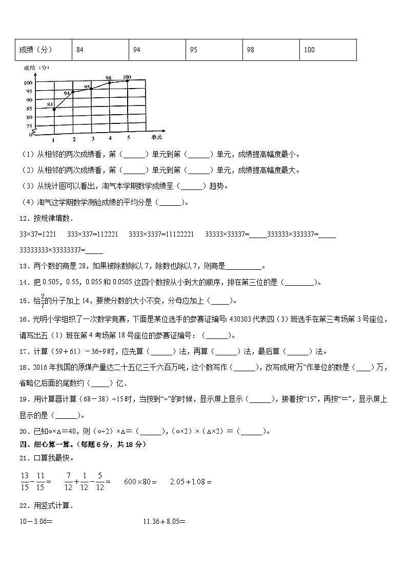 2022-2023学年广西防城港市东兴市数学四年级第二学期期末学业水平测试试题含答案第2页