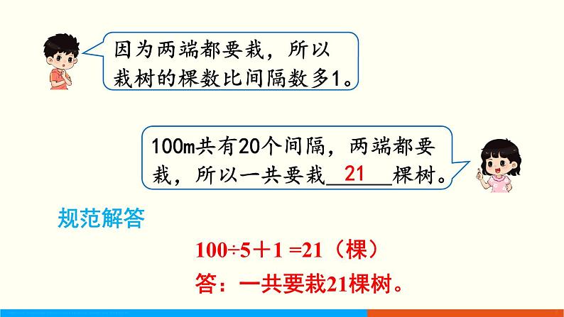 人教数学五年级上册7.1 植树问题（1）课件+教案06
