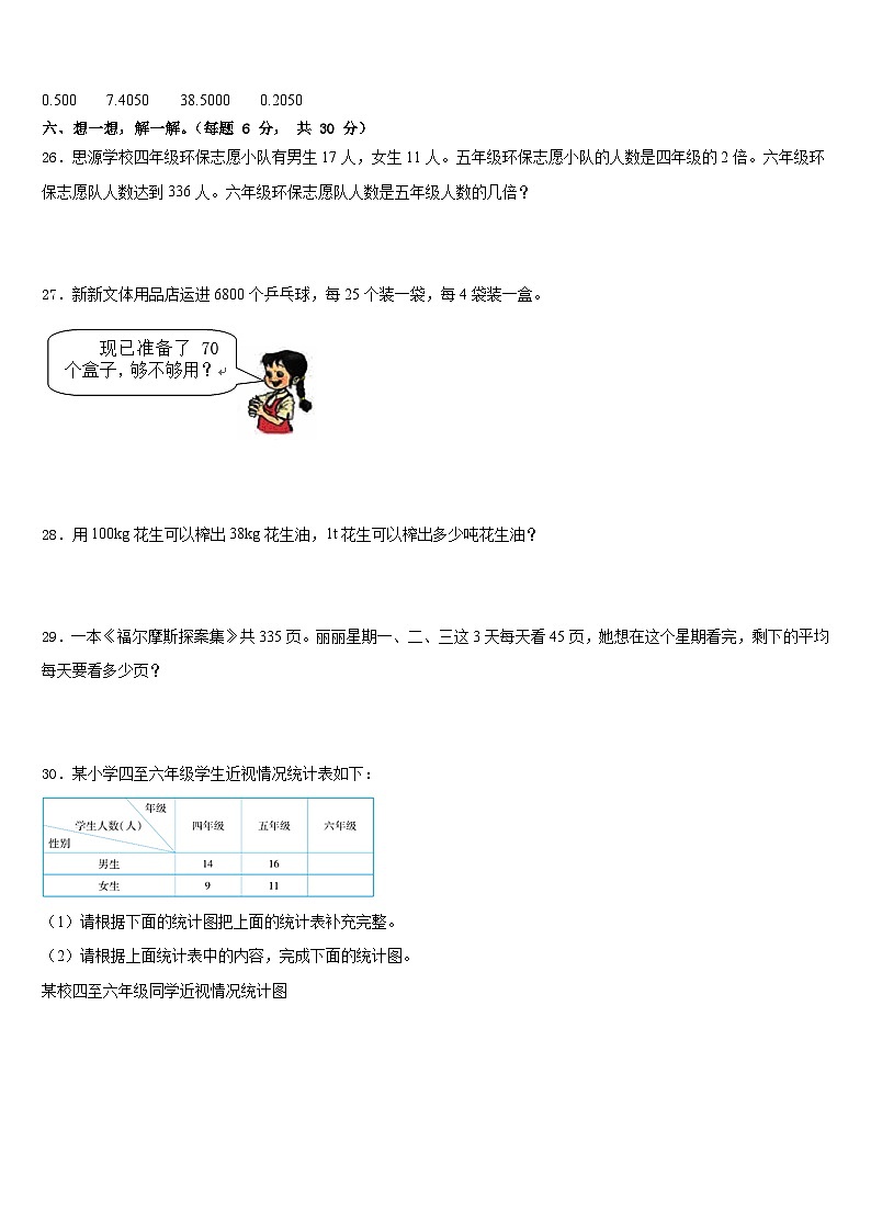 2022-2023学年马龙县四下数学期末学业水平测试试题含答案第3页
