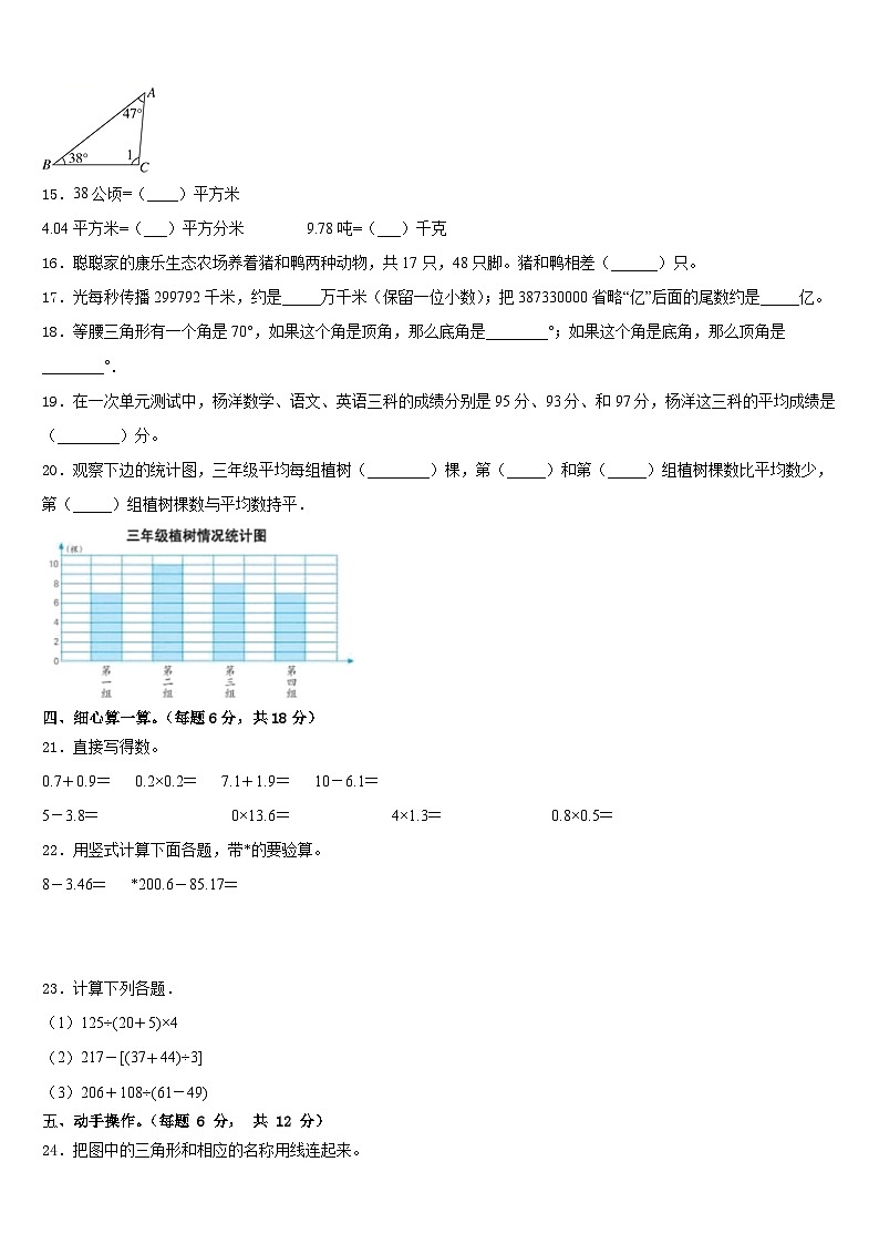 云南省迪庆藏族自治州德钦县2022-2023学年数学四年级第二学期期末统考模拟试题含答案第2页