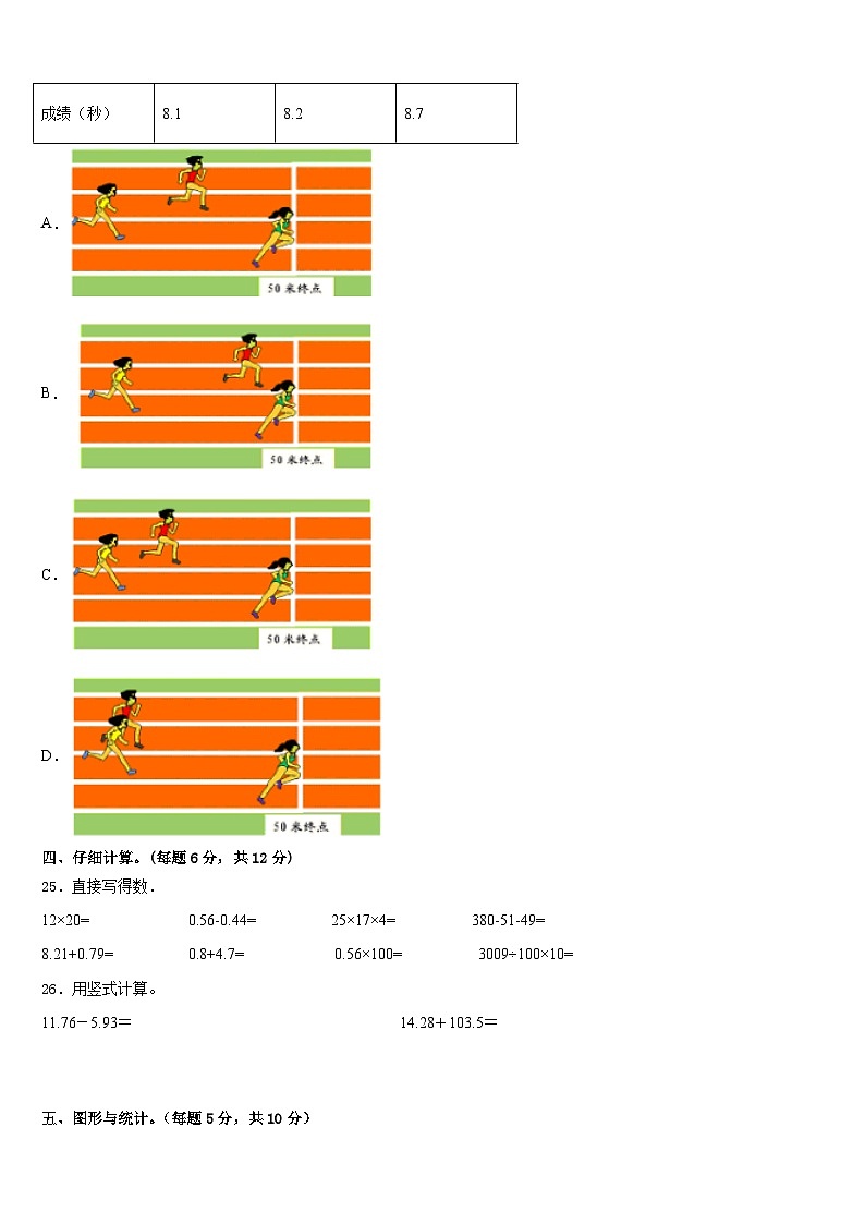 凉山彝族自治州冕宁县2022-2023学年四年级数学第二学期期末质量检测模拟试题含答案第3页