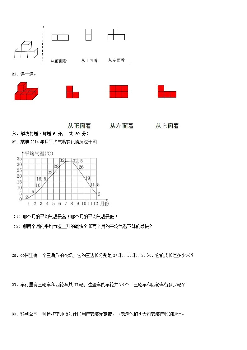 北京市怀柔区怀柔镇中心小学2022-2023学年数学四下期末教学质量检测试题含答案第3页