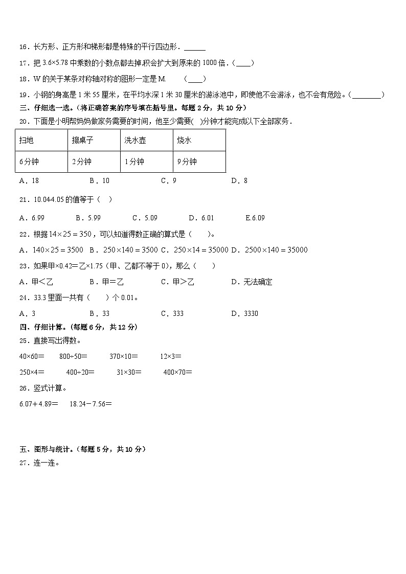 台前县2022-2023学年数学四年级第二学期期末学业质量监测模拟试题含答案第2页