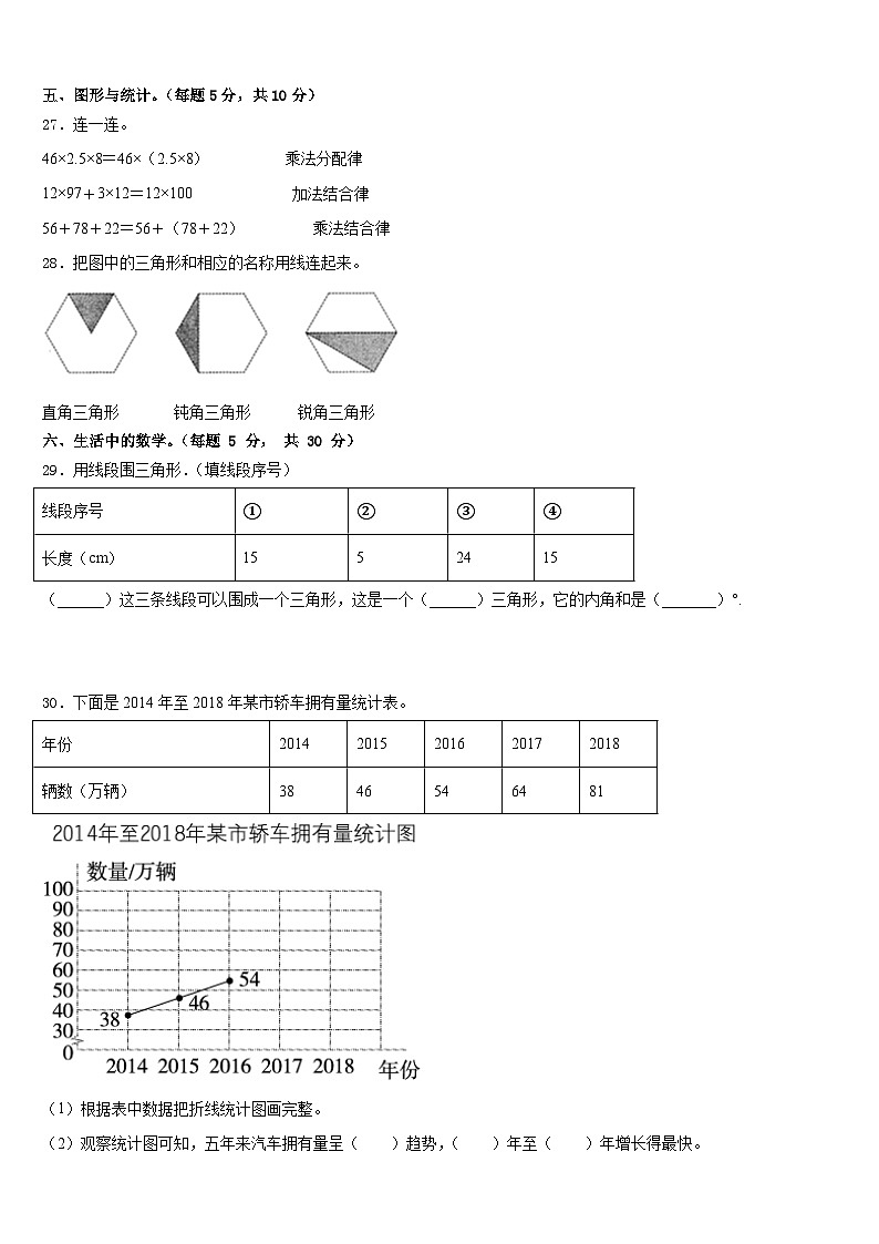 唐山市唐海县2022-2023学年数学四年级第二学期期末达标测试试题含答案第3页