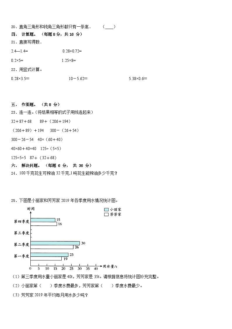 山西省晋城市城区2022-2023学年数学四年级第二学期期末质量检测试题含答案第3页