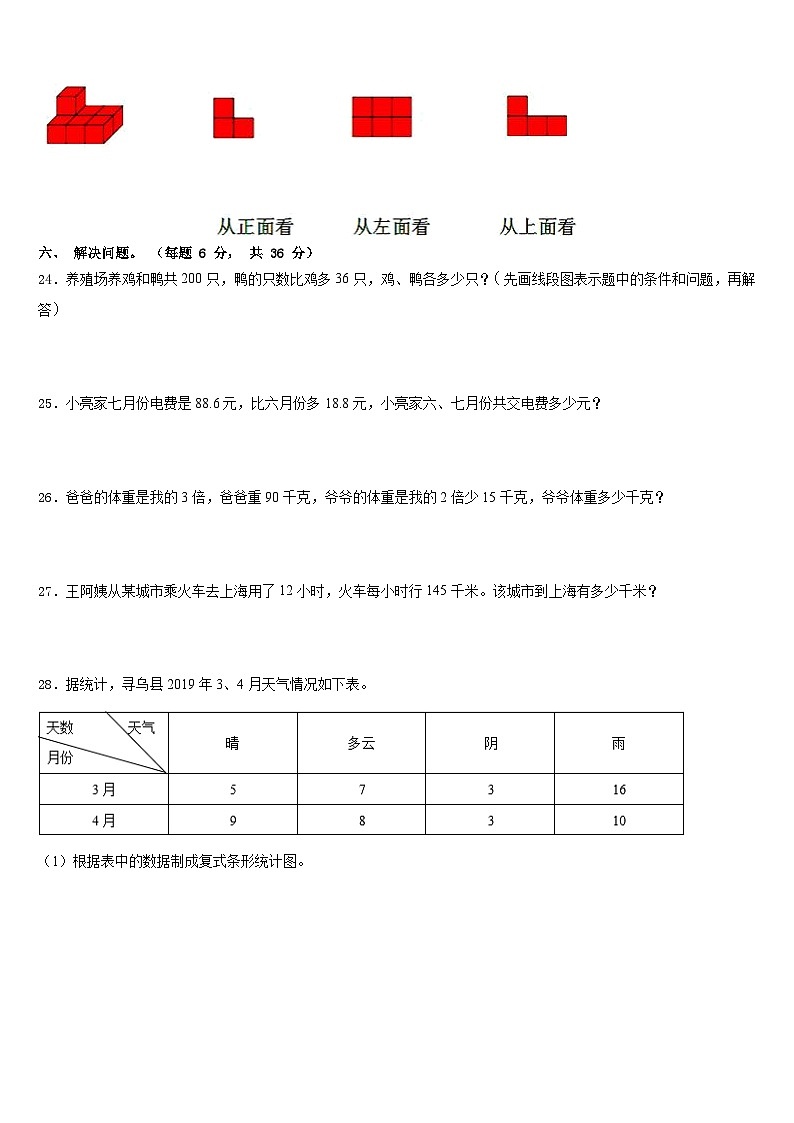 拉萨市当雄县2022-2023学年数学四下期末达标检测模拟试题含答案第3页