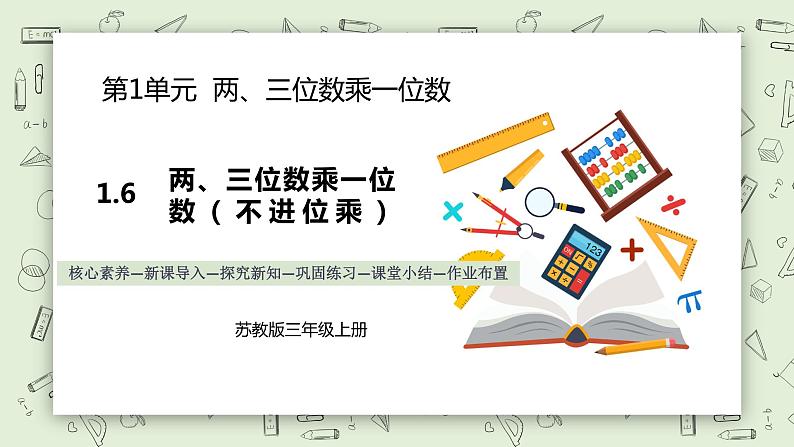 【核心素养】苏教版小学数学三年级上册 1.6《两、三位数乘一位数（不进位乘）》课件 .pptx第1页