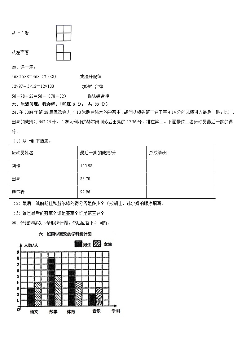 海南省三亚市屯昌县2022-2023学年数学四年级第二学期期末达标测试试题含答案第3页