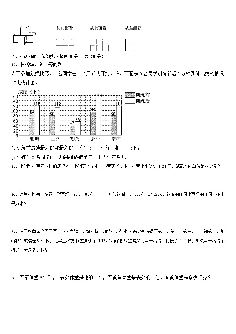 浙江省杭州市滨江区2022-2023学年数学四下期末学业水平测试试题含答案第3页