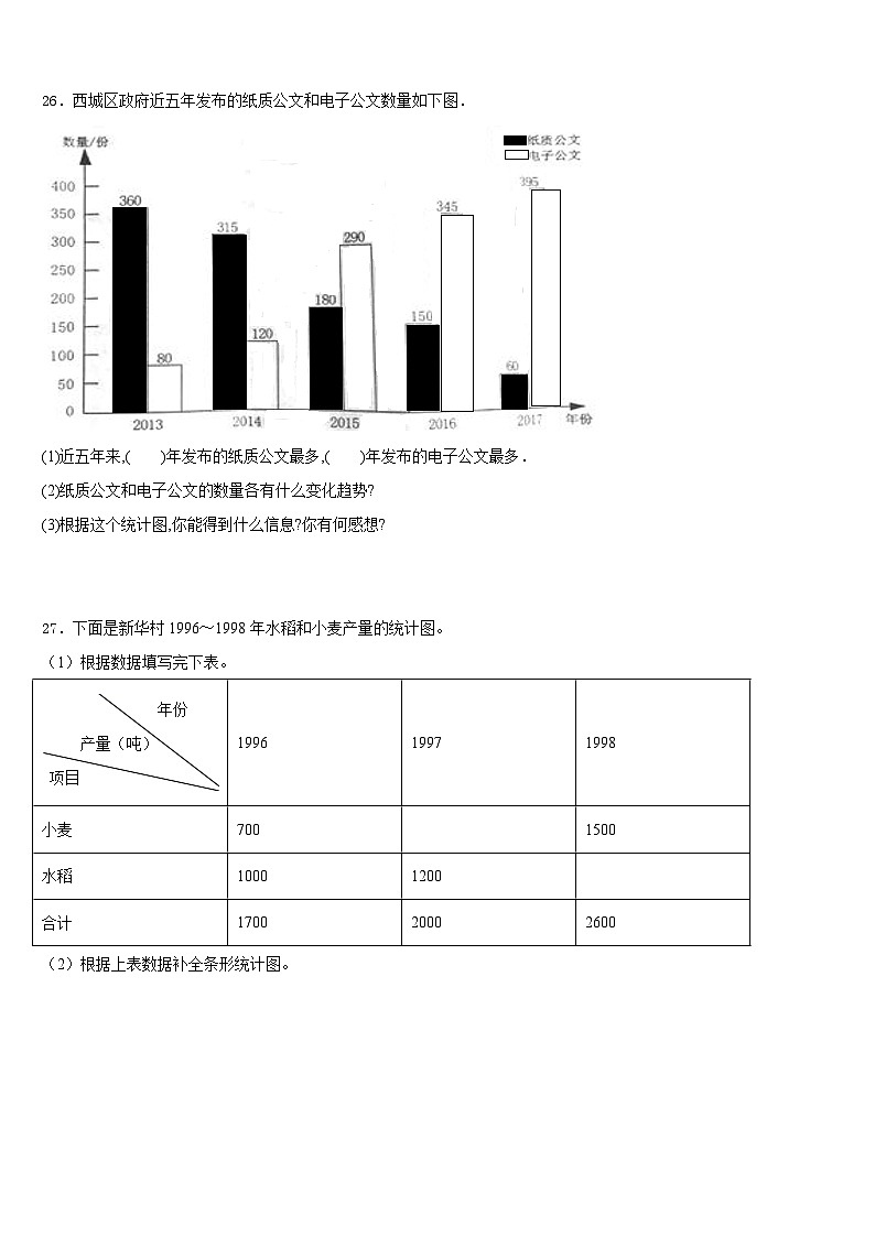 甘肃省张掖市甘州区马神庙街小学2022-2023学年四下数学期末调研试题含答案第3页