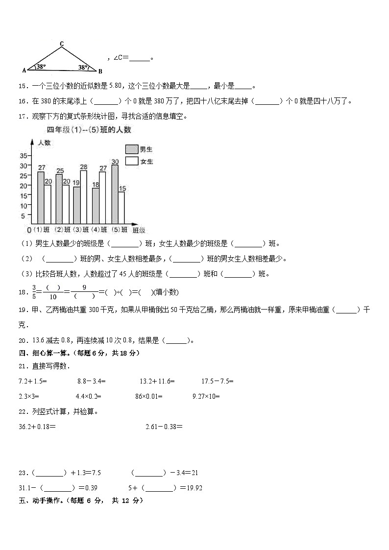 甘孜藏族自治州乡城县2022-2023学年四下数学期末质量检测试题含答案第2页